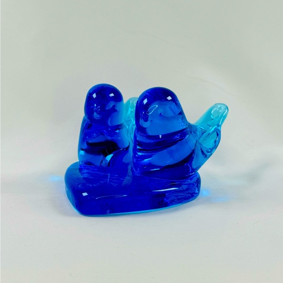 Leo Ward 1990 Double Bluebird of Happiness Glass Figurine Terra Studios 5x3 Inch - Picture 2 of 8